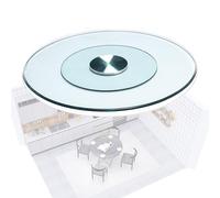 YUEKOPOU Assiette de Service Ronde rotative, Grand Plateau tournant Lazy Susan en Verre trempé, Plateau de Table à Manger Pratique for Les réunions de Famille,(70cm/27.5in)