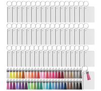 Yuemsh 200 Pièces Ensemble de Porte-Clés Rectangle pour Sublimation et Transfert de Chaleur avec Glands pour Bricolage