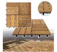 YUENFONG Caillebotis exterieur de sol en bois de Terrasse, Caillebotis Bois Exterieur, pour terrasse balcon, 30 x 30 cm - 11 Pièces