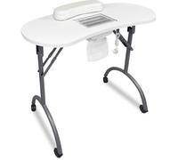 YUENFONG Table de manucure pliable avec aspiration Table à ongles portable avec roulettes Table de manucure mobile Blanc