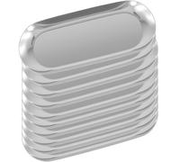 YUENPUN Lot de 10 plateaux ovales en acier inoxydable argenté - 23 x 9 cm - Plateau miroir en métal pour bijoux, cosmétiques, maquillage, petits articles, salle de bain