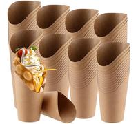 YUENPUN Lot de 100 gobelets à charcuterie en papier kraft marron pour frites, crème glacée, popcorn, collation