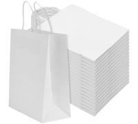 YUENPUN Lot de 100 sacs cadeaux en papier kraft blanc avec poignées, 27 x 21 x 11 cm, sacs de fête pour emballage de vente au détail, shopping