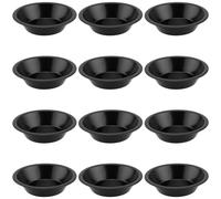 YUENPUN Lot de 12 plats à tarte individuels individuels en acier carbone anti-adhésif pour quiche, pain, gâteaux, desserts - 12,6 x 8 x 3 cm - Noir