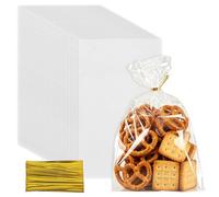 YUENPUN Lot de 800 sacs en cellophane transparent - 15 x 25 cm - Petits sacs en cellophane avec rubans de fermeture dorés - Pour bonbons, bricolage, cadeaux