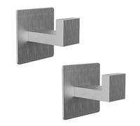 YUET 2 Pièces Crochet Auto-adhésif Mural Acier Inoxydable 304 Argent Brossé | Accroche Torchon Cuisine Autocollant Sans Perçage Patère Crochets Pour Serviettes Carré Porte Manteaux Salle de Bain