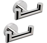YUET 2 Pièces Double Crochet Mural, Acier Inox SUS 304 pour Peignoir, Porte Serviette Salle de Bain, Accroche Torchon Cuisine, Porte Manteau, Attache Murale, Manteau, Chambre (Argent Poli)