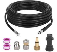 YUET 20M Tuyau Débouche Canalisation pour Karcher,Kit de Nettoyage du Tuyau de Vidange du Nettoyeur Haute Pression avec Buse à Jet et Buse à Jet Rotatif pour Kärcher K2-K7 Séries et LAVOR