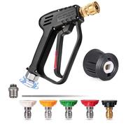 YUET Pistolet de Nettoyage Haute Pression, Poignée Pivotante 360 et 5 Buses | Nettoyeur à Eau pour Nettoyage de Voiture, pour Raccord de Tuyau M22 14 mm et Adaptateur Connect Rapide pour Karcher