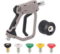 YUET Pistolet de Nettoyeur Haute Pression Gris M22-14mm 5 Buses+ Adaptateur | pour Karcher K2 K3 K4 K5 K6 K7, 4350 PSI, pour Voiture, Moto, Jardin, Terrasse & Surfaces Extérieures