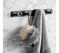 YUET Porte Manteau Mural, Patère Murale en Acier Inoxydable, Porte-Serviettes Peignoir pour Suspendre Manteaux écharpes, Sacs à Main, Salle de Bain, Cuisine, Entrée (Noir, 4 Crochets)