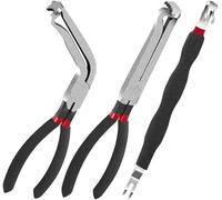 YUETTYY Lot de 1/2/3 pinces à connecteur électrique avec poignée antidérapante en acier au carbone pour connecteur de voiture, noir coudé à 60° + pince droite + séparateur électrique (3 ensembles)