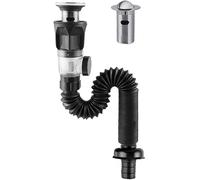 YUETTYY Tuyau de drainage déodorant pour lavabo, tuyau de vidange horizontal, tuyau d'égout télescopique droit et flexible de 300 à 900 mm (noir)