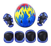 YueWan Lot de 7 protections pour enfants avec casque, genouillères, coudières, protège-poignets pour vélo et patins à roulettes