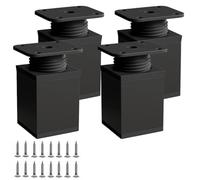 Yuexitech Lot de 4 Pied de Meuble Réglable, Pieds Carrés en Alliage d’Aluminium 40×100 mm, Pied réglable pour Meuble, Ajuste la Hauteur de Vos Meubles Jusqu’à 20 mm, Noir
