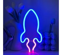 YUEYYNS Fusée Néon,Fusée Enseigne au Néon USB ou Alimenté par Batterie Neon Lights Chambre à Coucher Kids Playground Neon Party Room Décoration de Noël