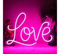 YUEYYNS Love Enseigne au Néon Rose Enseigne Lumineuse Neon à Intensité Variable USB LED Panneau Neon Love pour Chambre Valentin Mariage Décorations de Fête