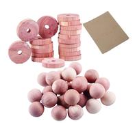 YUGN Boules Anti-Mites en Bois de Cèdre Rouge - Lot de 20 Boules, 20 Disques et 1 Papier Abrasif - Protection Naturelle pour Vêtements et Textiles sans Produits Chimiques