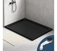 Yugodex Receveur de douche rectangulaire 90 x 120 cm en acrylique avec kit | Receveur de douche complet avec siphon, renfort en fibre de verre, 4 cm, plat, Ø 90 mm, ouverture d'écoulement facile à