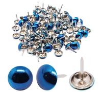 YuGtcen Lot de 100 punaises pour tapisserie, punaises en bois, punaises d'ameublement, clous de meubles, têtes de clous décoratives rondes de 1,2 cm de diamètre (bleu vif, 11 x 17 mm)