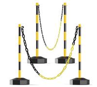 YUGXTH Bollard de Sécurité en Plastique, Cônes de Balisage avec Base Remplissable, Bornes de Stationnement avec Chaîne en Plastique, Ensemble de Poteaux a Chaîne pour Zone de Travail Portable(Giallo,4