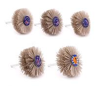 Yuhtech 5 Pcs 5 Tailles Brosse Nylon Brosse abrasive 80 Grains 120 Grains 180 Grains 240 Grains 320 Grains Brosse à Roue en Nylon Abrasif avec Tige 6 mm