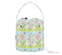 Yuiboo Sac de rangement pour fil à motif floral aquarelle avec trous pour travaux manuels, tricot