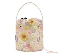 Yuiboo Sac fourre-tout à crochet aquarelle tournesol et rose Sac de rangement portable pour outils de tricot