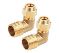 YUIHATF Lot de 2 Coudes évasés à 90° en Laiton, raccord Angle Droit Filetage Externe Tout cuivre pour AC réfrigération 1/8" ou 1/4" x 6-12mm(1/4'' - φ12mm)