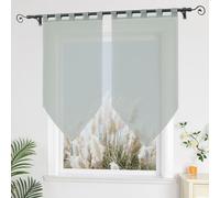 Yujiao Mao Brise-bise Transparent uni, Lot de 2, Voilage léger à Passants pour Tringle Gris LxH 45x90cm