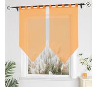 Yujiao Mao Brise-bise Transparent uni, Lot de 2, Voilage léger à Passants pour Tringle Orange LxH 45x90cm