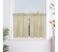 Yujiao Mao Rideau Cuisine Semi-Transparent Effet Lin, 2 Pièces, Rideau Voilage Uni Moderne Occultant, Passage Tringle, pour Salle à Manger, Petit Fenêtre, Intérieur Beige Sable LxH 66x61cm