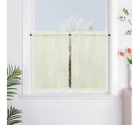 Yujiao Mao Rideau Cuisine Semi-Transparent Effet Lin, 2 Pièces, Rideau Voilage Uni Moderne Occultant, Passage Tringle, pour Salle à Manger, Petit Fenêtre, Intérieur Beige LxH 66x92cm