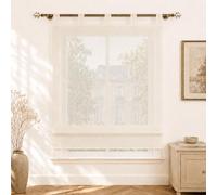 Yujiao Mao Store Bateau Tamisant à Passants, Voilage Fenêtre Réglable Effet Flammé Aspect Soie Sauvage, Décoration Moderne Salon & Chambre, 1 Pièce Beige LxH 120x140cm