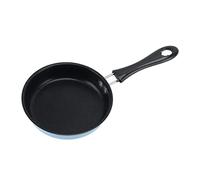 YUKOFE Mini poêle à frire en acier inoxydable, poêle à Induction ronde pour petit déjeuner, petite poêle à œufs avec manche Long de 12cm (Blue)