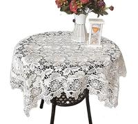 Yulakes Set de table en polyester - Broderie en dentelle - Nappe en dentelle - Nappe en coton - Motif floral - Nappe en dentelle (70 x 70 cm)