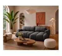 Yulin - Canapé d'angle droit 4 places convertible avec coffre en tissu bouclette - Gris