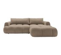 Best Mobilier Canapé d'angle droit 4 places Yulin convertible avec coffre en tissu bouclette Marron