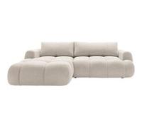 Yulin - Canapé d'angle gauche 4 places convertible avec coffre en tissu bouclette - Beige Beige G
