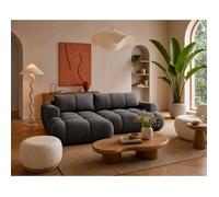 Yulin - Canapé d'angle gauche 4 places convertible avec coffre en tissu bouclette - Gris
