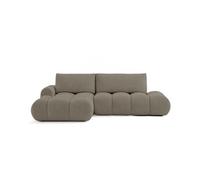 Yulin - Canapé d'angle ouvert gauche 4 places convertible avec coffre en tissu bouclette - Gris