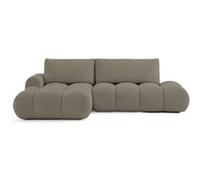 Yulin - Canapé d'angle ouvert gauche 4 places convertible avec coffre en tissu bouclette