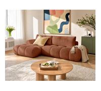 Best mobilier Canapé d'angle Yulin ouvert gauche 4 places convertible coffre tissu bouclette Rouille