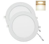 YULIN SUN Spot LED 12W Dalle LED Ronde Extra Plate Downlight 265V 1080lm | blanc chaud 3000K, Trou 150mm - 160mm, Luminaire Plafonnier, 50000 heures Durée d'utilisation, Lot de 2