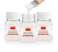 YULL Vernis Acrylique Brillant, Kit de 180ml (3x60ml) avec 2 Pinceaux - Vernis Protecteur Anti-Jaunissement & Fixatif Peinture pour Toile, Bois, Beaux-Arts
