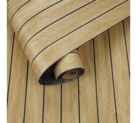 Yullpaper Panneaux Muraux Adhesif 3D Effet Bois Pour Salon Chambre Panneau Mural Decoratif PVC Parement Mural Interieur Panneaux Acoustiques Papier Peint Autocollant Marron Clair 30CM x 500CM