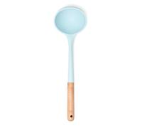 Yum Asia Louche à soupe avec manche en bois de hêtre et silicone de qualité supérieure (bleu ciel)