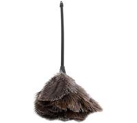 YUMILI Plumeau en Plumes d'Autruche Naturel Moelleux avec Manche en Bois Fileté pour Stores Cuisine Clavier Bureau Fournitures de Nettoyage Domestique Brun 40cm