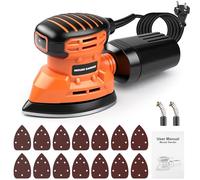 YUMILI Ponceuse Delta Électrique 150W, Ponceuse Triangulaire 13000 tr/min, Ponceuses de Détail avec Dépoussiéreur et 14 Abrasifs, Ponceuses Bois pour les Angles et les Bords, Bois et Métal