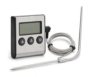 YUMILI Thermomètre à Viande Numérique avec Sonde et Minuteur | Sonde De Cuisson, TempéRatures PréRéGléEs Et Minuterie IntéGréE Pour Viande, Four, Barbecue, Grillades Et Cuisine Quotidienne